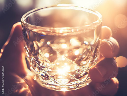 Hand Holds Crystal Glass wi...
