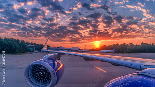 Airplane Wing and Engine at...