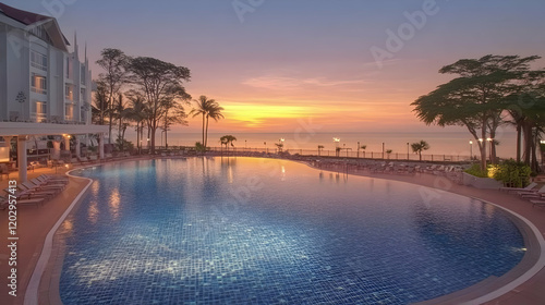 Tranquil Resort Pool Reflec...