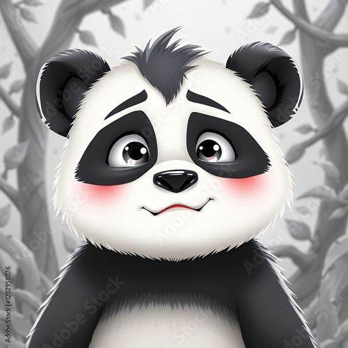 an image of a panda bear with a sad look on his face. photo