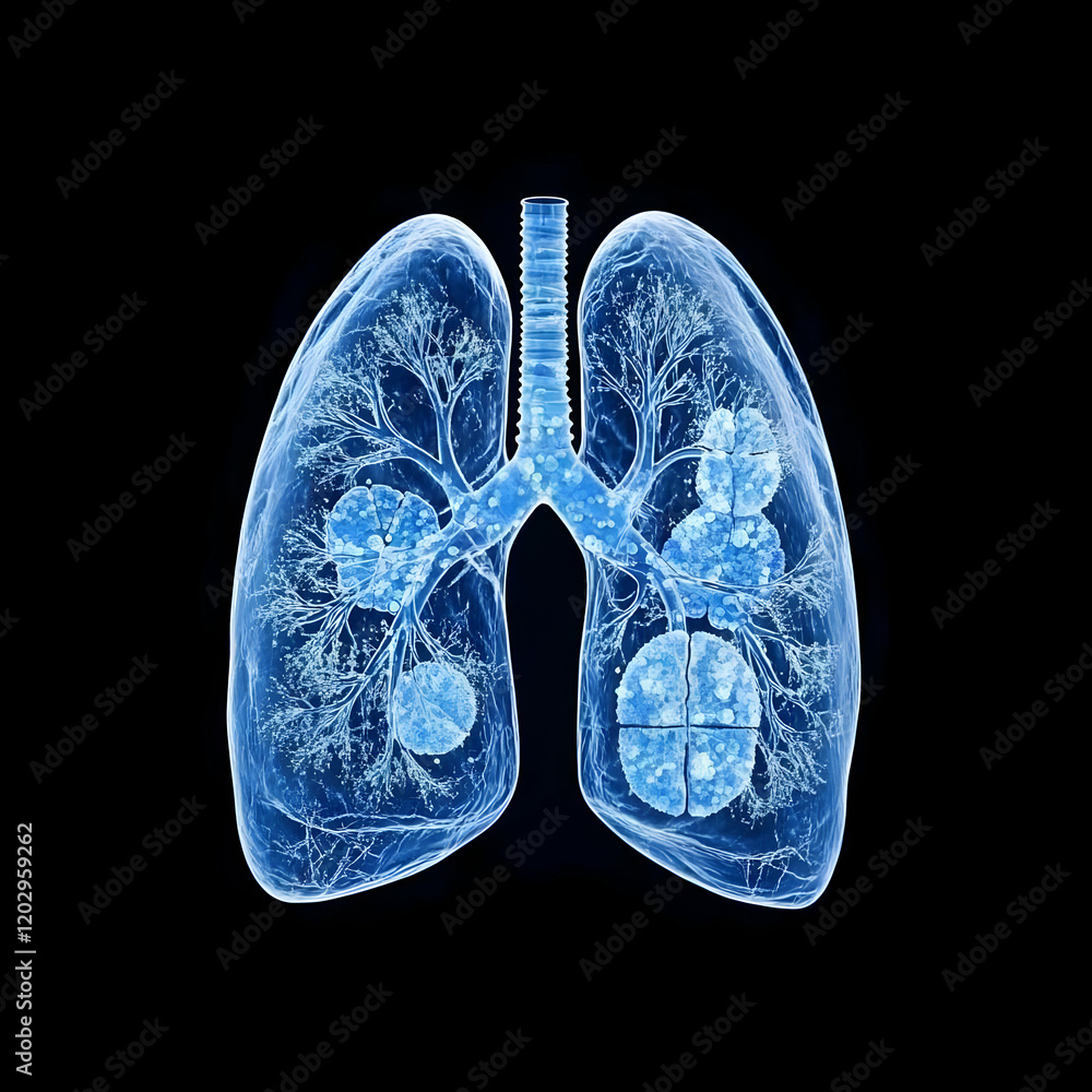 3D Illustration of Lungs with Bronchial Tree and Alveoli Showing Respiratory System 3D Illustration of Lungs with Bronchial Tree and Alveoli Showing Respiratory System