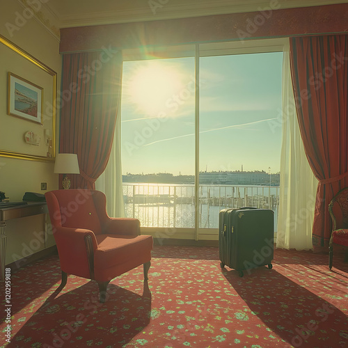 Hotel Room with Luggage Ove...