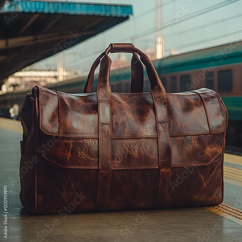 Brown Leather Travel Bag Si...