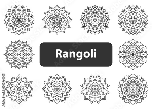 set of holi festival icons