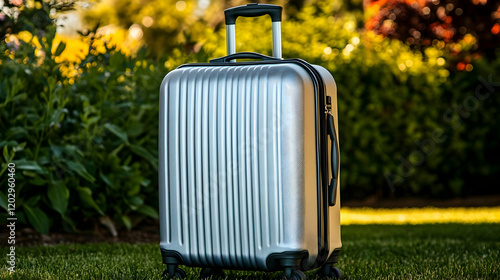 Silver Suitcase Stands Upri...