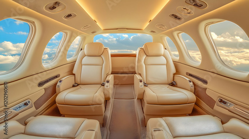 Luxury Private Jet Interior...