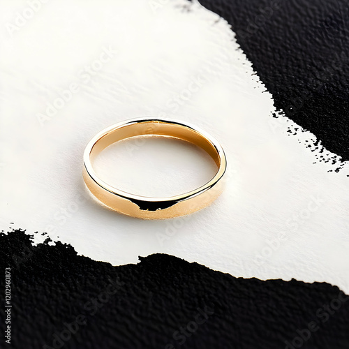 Shiny Gold Ring Rests on Ab...