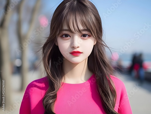 Young Woman with Long Brown...
