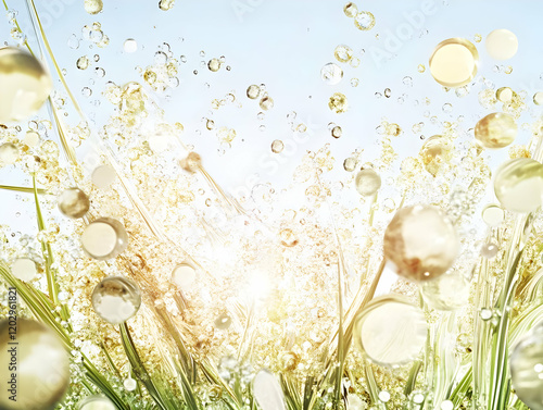 Golden Bubbles and Green Le...