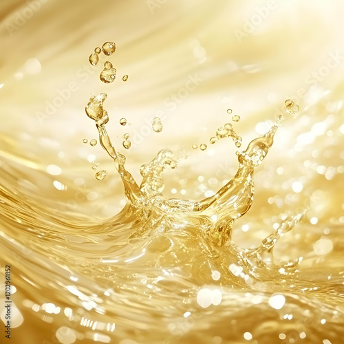Golden Liquid Splashing and...
