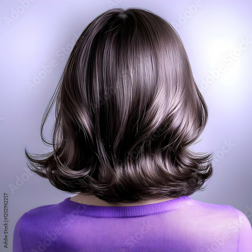Woman with shiny, wavy, bro...