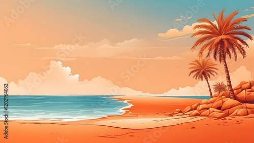 Chester banner with empty space Without Text, Beach theme luxury Orange background