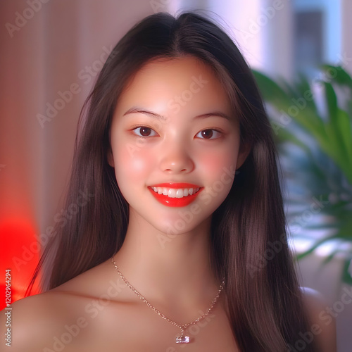 Young Woman Smiles Brightly...