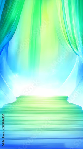 Abstract Green and Blue Bac...