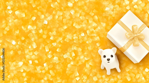 Cute White Puppy Sits Next ...