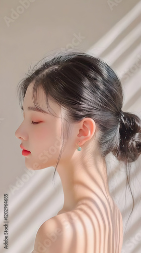 Serene Woman with Closed Ey...