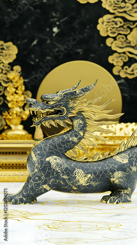 3D Rendered Black and Gold ...
