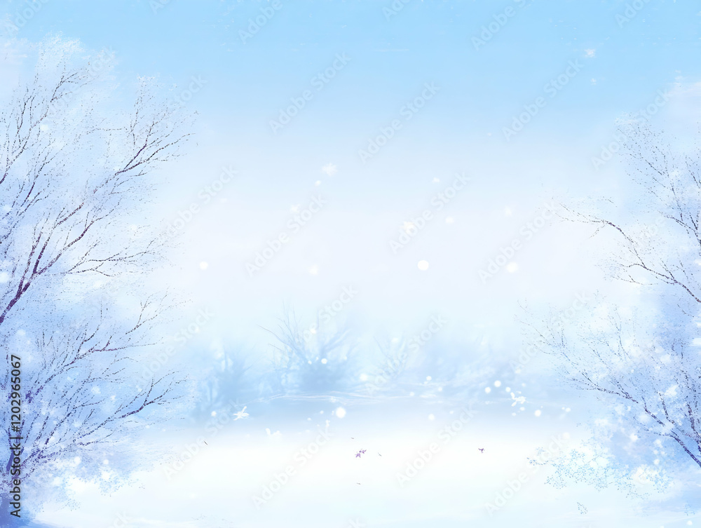 Snowy Landscape Creates a Serene Winter Scene with Delicate Snowflakes Gently Falling Snowy Landscape Creates a Serene Winter Scene with Delicate Snowflakes Gently Falling
