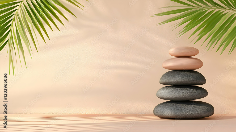 Serene 3D Render of Balanced Stones Serene 3D Render of Balanced Stones