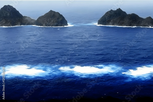 Dark Rocky Islands Rise fro...