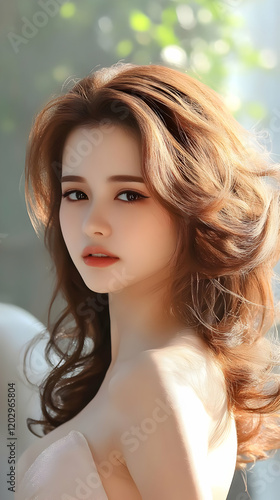 Beautiful Woman with Long B...