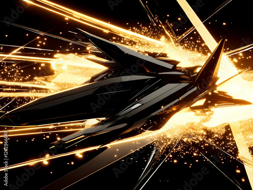 3D Abstract Black Crystal S...