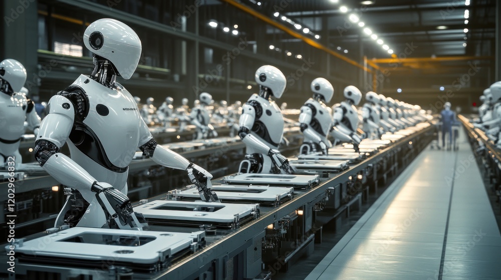 custom made wallpaper toronto digitalRobots Assemble Products On A Factory Assembly Line