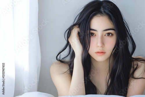 Young Woman with Long Dark ...