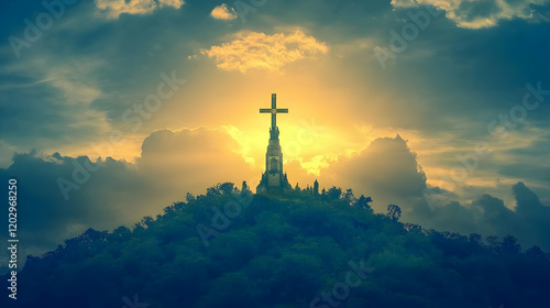 Large Cross Stands Atop Hil...