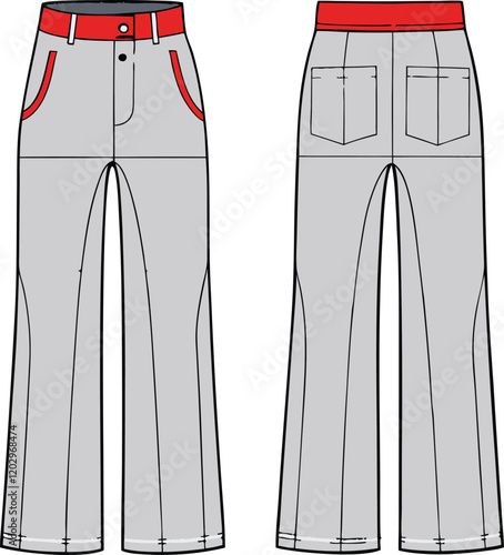 Flared Sweatpants Technical Drawing and Vector Design