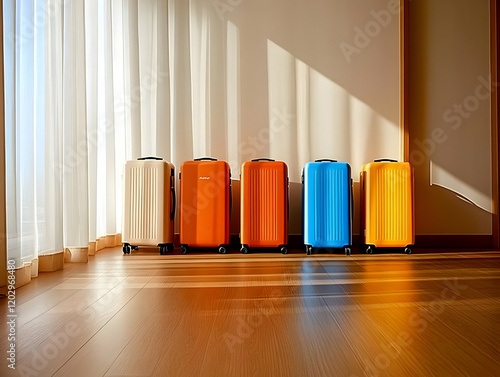 Colorful Suitcases Lined Up...