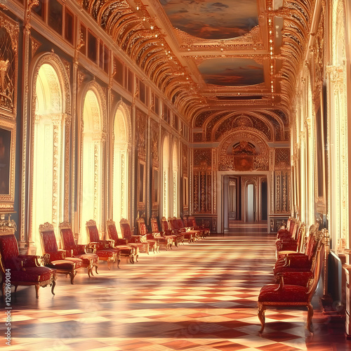 Opulent Palace Hallway with...