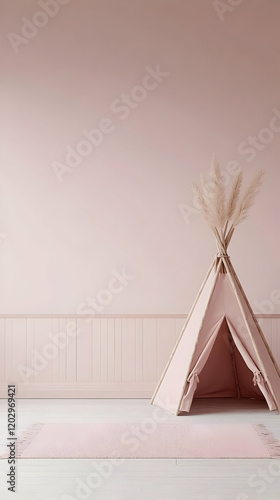 Pink play tent sits on a ru...
