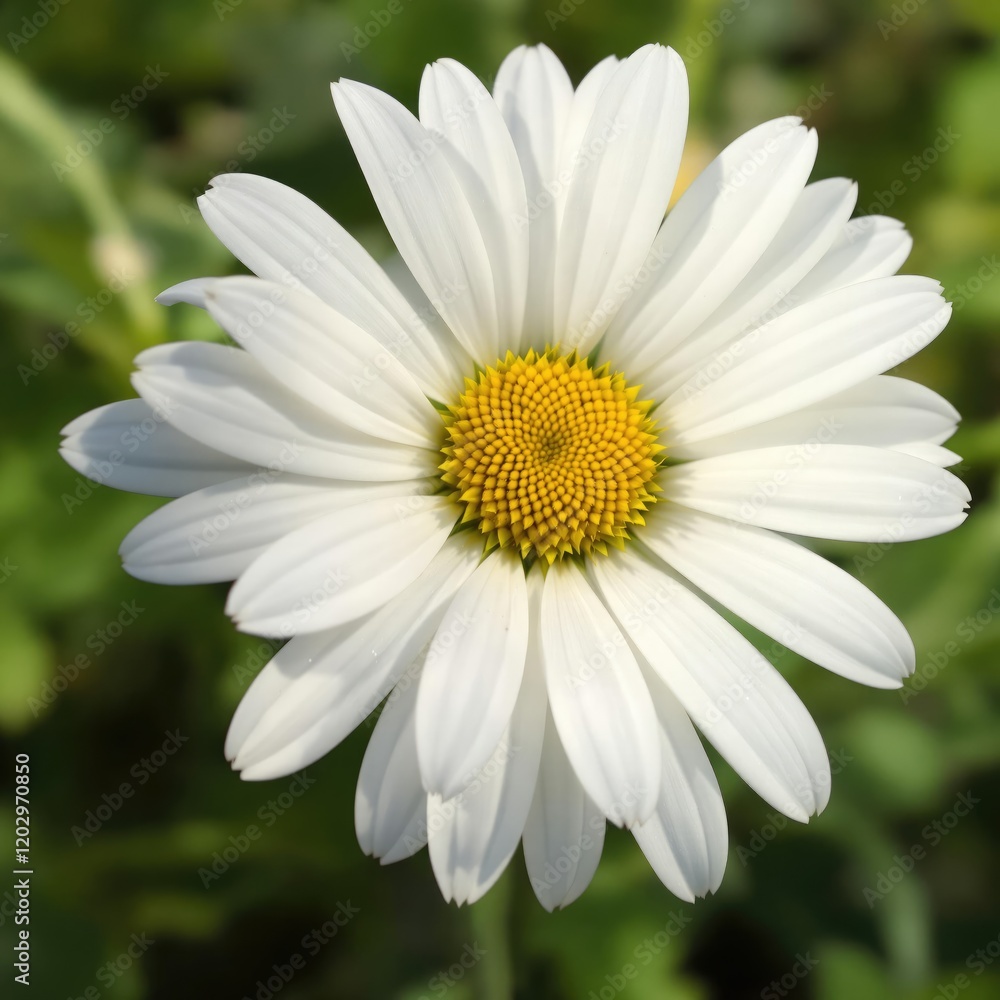 Close up of delicate white daisy in a lush green garden, outdoor, fresh Close up of delicate white daisy in a lush green garden, outdoor, fresh