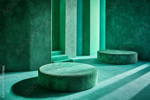 Emerald Green Interior Design with Plush Furniture
