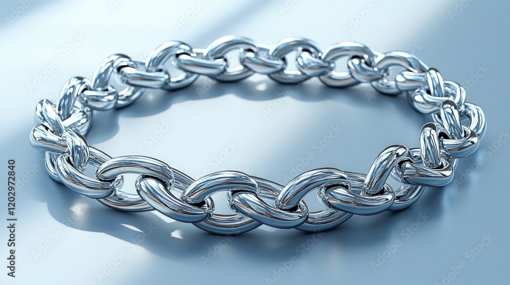 Fototapeta premium Silver chain bracelet, studio shot, light background, jewelry design