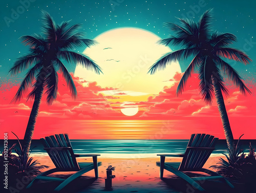 Tropical Beach Illustration...