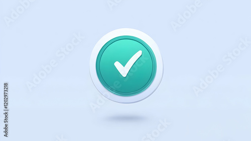 3D Check Mark Icon Shows Co...