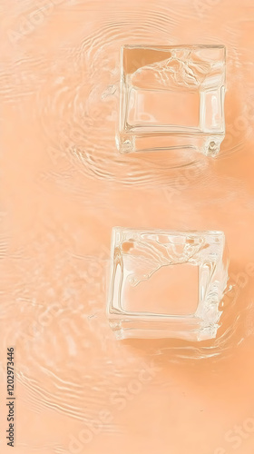 Two Ice Cubes Float Gently ...