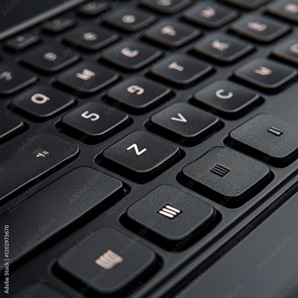 Black keyboard; close-up detail; keys. Black keyboard; close-up detail; keys.