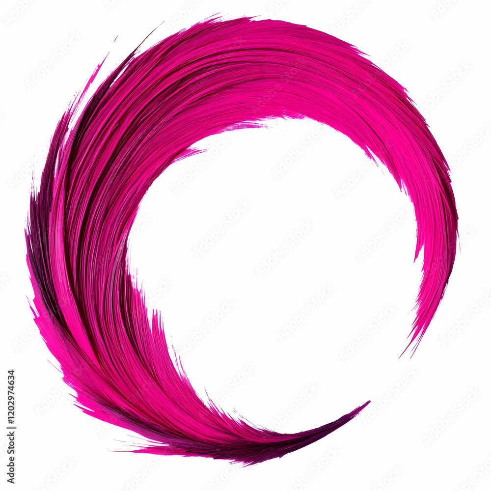 Vivid Pink Paint Stroke Forms a Dynamic Circle on White Background with Elegant Flow Vivid Pink Paint Stroke Forms a Dynamic Circle on White Background with Elegant Flow