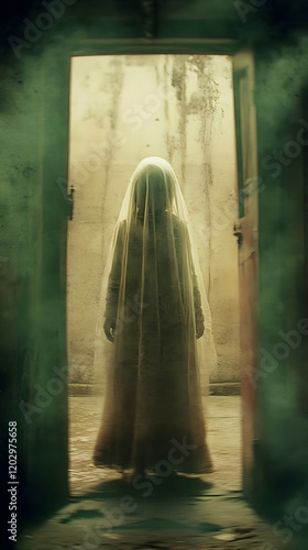 Ghostly Figure Stands in Do...