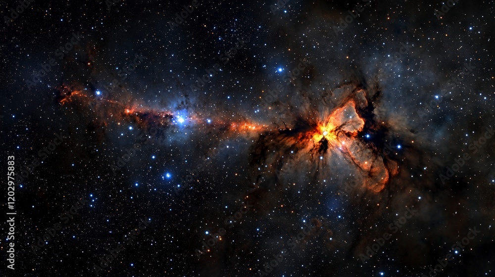 Naklejka premium Star paths illuminate the cosmos night sky astronomical photography deep space wide-angle celestial wonders
