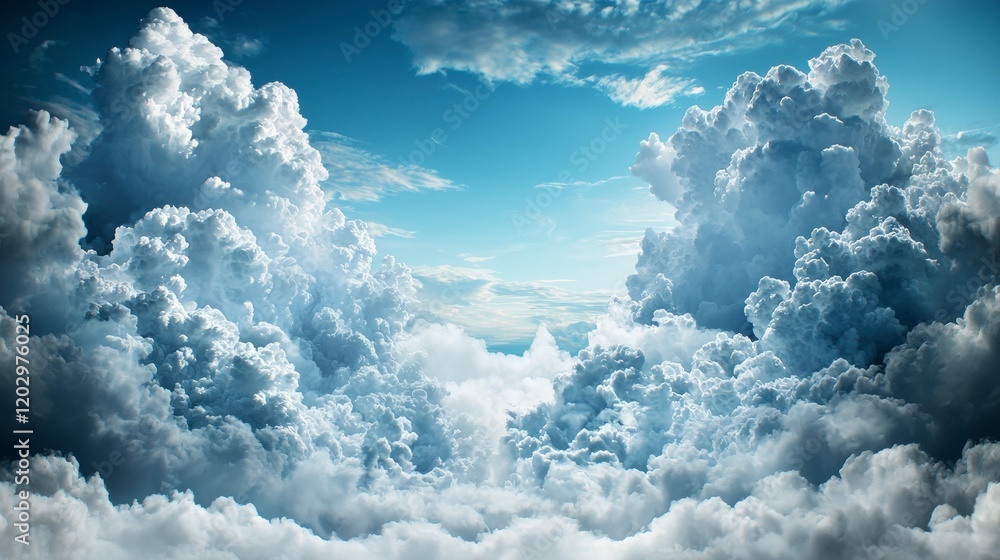 Naklejka premium Unusual cloud formations create fantastical skies nature's canvas high altitude scenic view atmospheric wonders