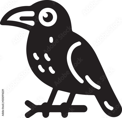 Crow vector illustration in black and white