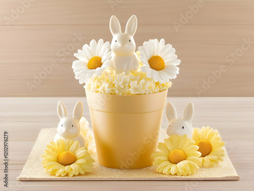 Three Ceramic Rabbits Adorn...