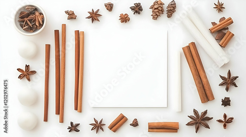 Flat Lay of Spices, Pine Co...