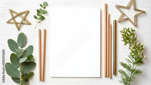 Blank Paper with Eucalyptus...