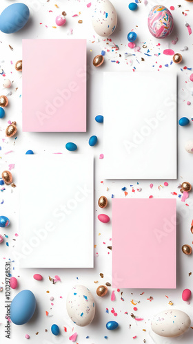 Easter eggs and confetti ar...