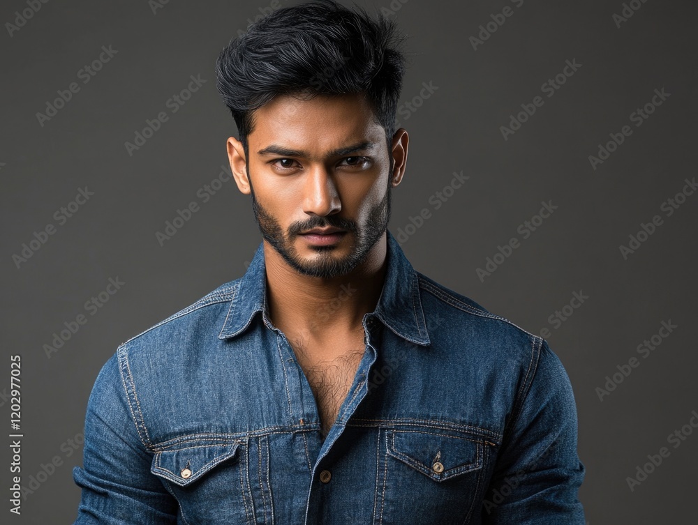Fototapeta premium Man in denim shirt posing